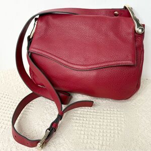 Vince Camuto Clem Leather Crossbody Bag Red Pepper Berry Saddle Bag